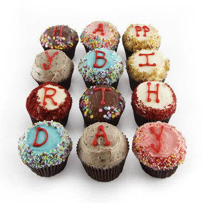 12 'Happy Birthday' Regular Cupcakes Boxed Set